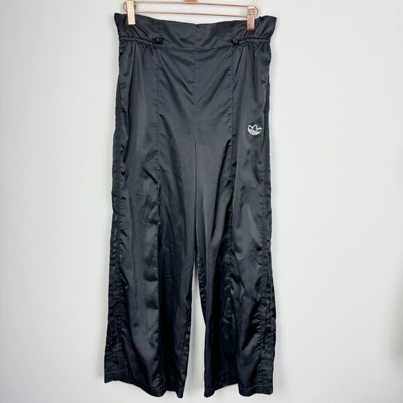 ADIDAS ORIGINALS | 7/8 Length Wide Leg Satin Look Track Pants Women’s Size Small - Picture 6 of 15